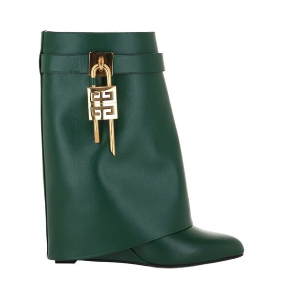 Givenchy Shoes - Givenchy Shark Lock Ankle Boots Green Womens